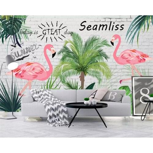 Beibehang Nach größe Nordic tapete frische tropischen regenwald bananen blatt flamingo garten hintergrund wand papers home decor