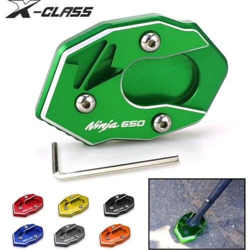 Motorcycle Side Stand Enlarger Kickstand Extension Foot Pad CNC Aluminum Accessories For Kawasaki Ninja 650 2016 2017 2018 2019
