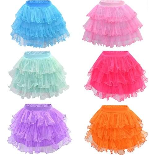 Kids Baby Star Glitter Dance Tutu Skirt For Girl Sequin 3 Layers Tulle Toddler Pettiskirt Ballet Fancy Children Chiffon Skirt