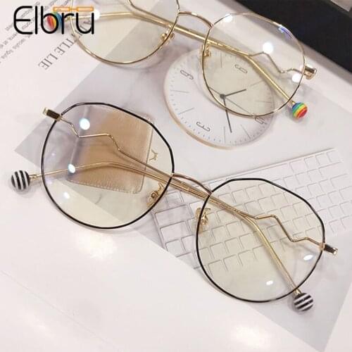 Elbru Rainbow Lollipop Wave Leg Flat Lens Plain Glasses Men Women Anti Blue Light Optical Eyeglasses Fashion New Vintage Eyewear