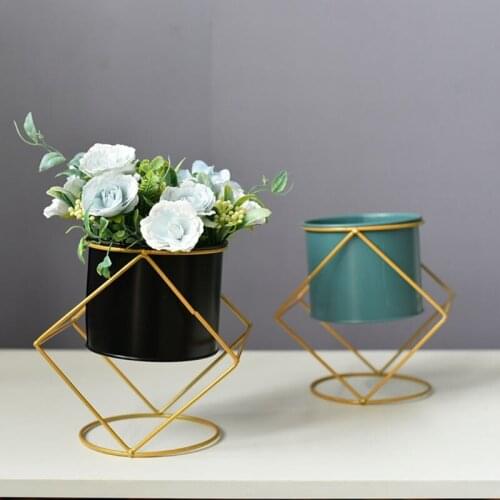 Nordic Style Geometric Rhombus/Hexagon Iron Succulent Planting Flower Pot Cactus Bonsai Planter Pots Desktop Home Garden Decor
