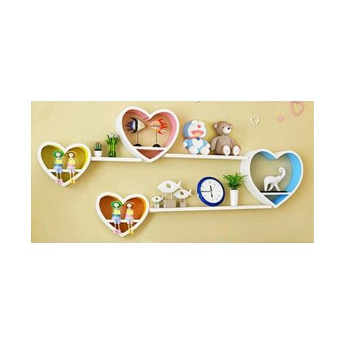 Creative, heart-shaped shelf bedroom metope adornment wall shelf grid