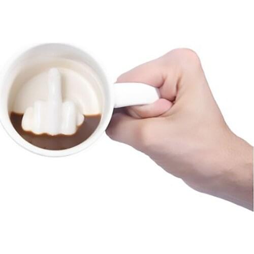 Creative Funny Ceramic Mug Middle Finger Prank Ceramic Morning Mugs for Tea Milk Beverage Good for Party Unique Gift SH195