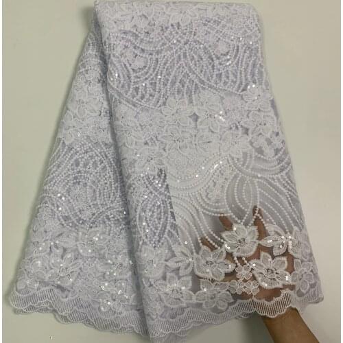 Sequins Lace African Lace Fabric French Tulle Mesh Lace Material Nigerian Cord Lace Flowers Embroidery For Christmas Dress