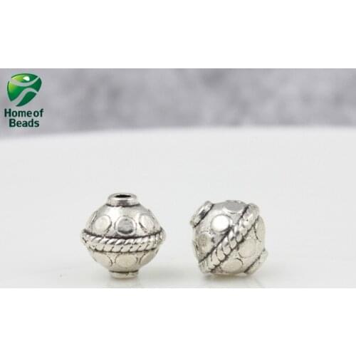 Fashion Wholesale Antique Silver Color Alloy Flower round Beads For Making Jewelry (30 pieces/lot) ZA1105 11mm