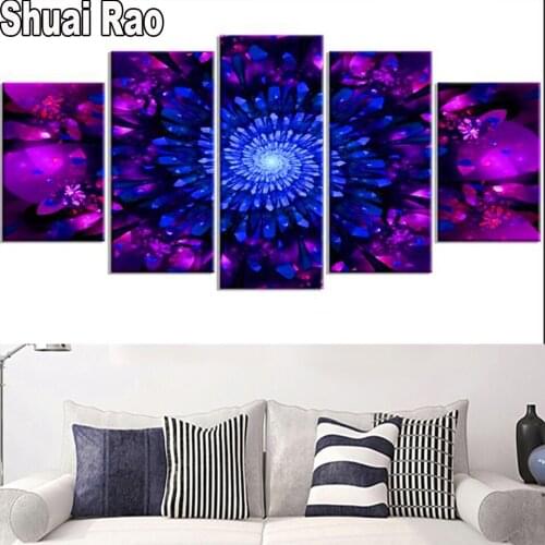 5 Panel Blue firework Diamond Embroidery Full Square/Round Drill Mosaic Set Diamond Painting Sale Landscape Art For New Gift