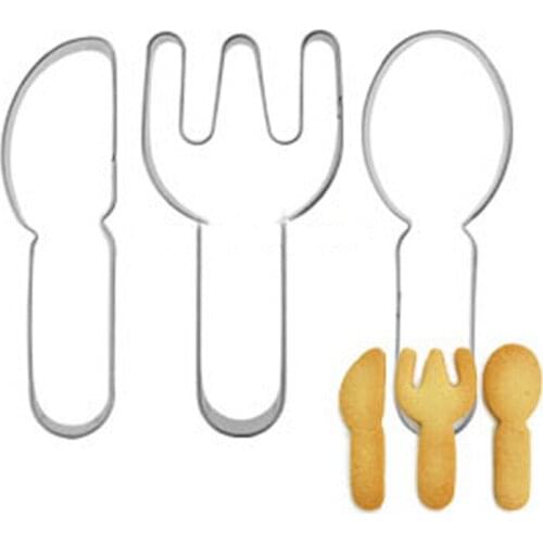 Stainless Steel Fork Spoon Knife Shape Cookie Cutter Biscuit Stamp Fondant Cake Chocolate Sugarcraft Moulds Tools Cookie Cutter