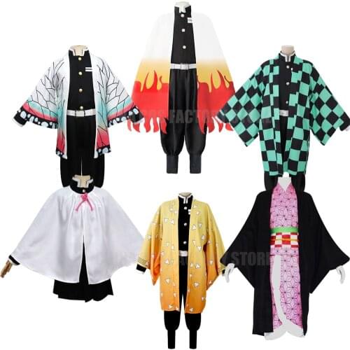 New Anime Demon Slayer Cosplay Kamado Tanjirou Kamado Nezuko Cloack Kimetsu No Yaiba Party Uniform Kimono for Children