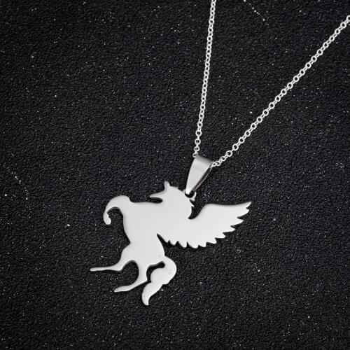 Origami Unicorn Bull Terrier Horse Bee Necklace Stainless Steel Grassland Animals Men Necklace Pendant Jewelry Gift For Women