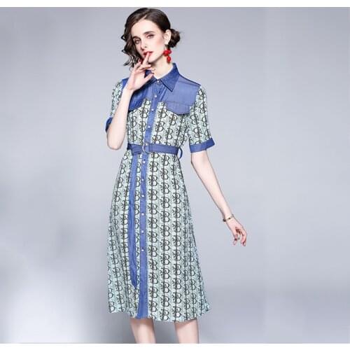 European Fashion Summer Chiffon Dress Women Short Sleeve High Quality Fashion Casual Shirt Dresses Vestido De Mujer