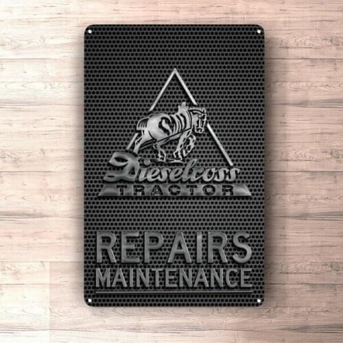 Flat Metal Poster Tin Sign (Not 3D) - Dieselross Repairs Maintenance Sign Metalsign for Garage, Man Cave