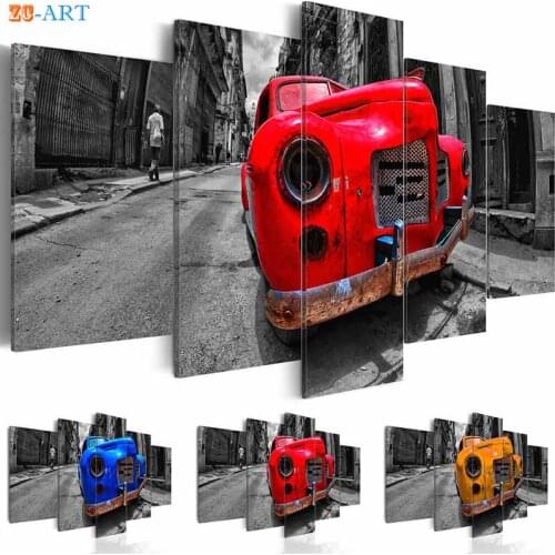 Street Car Posters and Prints Canvas Painting Canvas Art 5 Panel Wall Art Wall Pictures for Living Room Fashion Office Decor