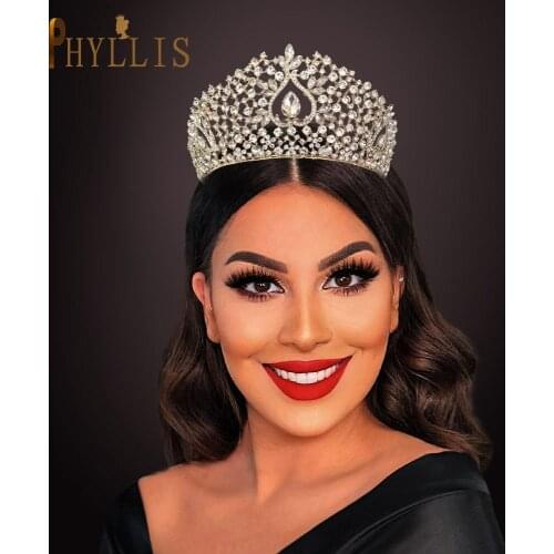 AS193 Full Rhinestone Headband Wedding Tiaras and Crowns for Bride Headpiece Birthday Girl Headwear Bridal Headdress Earring