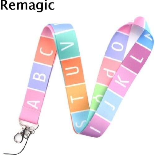 20pcs Color letters Lanyards Cool Neck Strap webbings ribbons Phone Keys ID Card Holder Lanyard For Keys DIY Hang Ropes