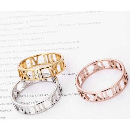 Roman Numerals Stainless Steel Ring for Women Men Classic Rose Gold Color Casual Couple Rings Jewelry Anniversary Gift