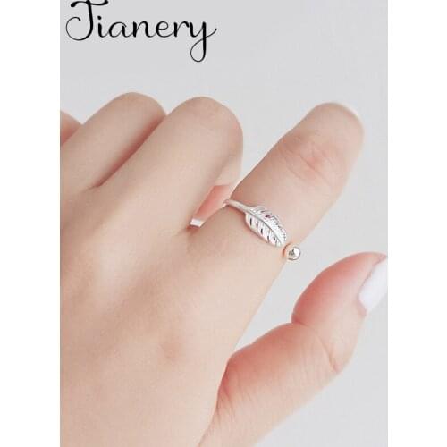 Luxury New Brand Korean Feather Rings For Women Boho Charms Jewelry Female Engagement Ring Lover Valentines Gifts bague