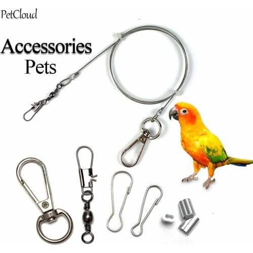 DIY Parrot Bird Flying Training Leash Stainless Steel Anti-bite Flying Leash For Bird Supplies Macaw Pet Parrot Accessories