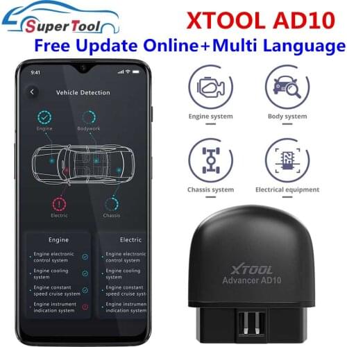 XTOOL AD10 OBD2 Bluetooth 4.2 Code Reader Work Four Systems diagnosis XTOOL AD10 HUD Function,Failure warning,Free update Online