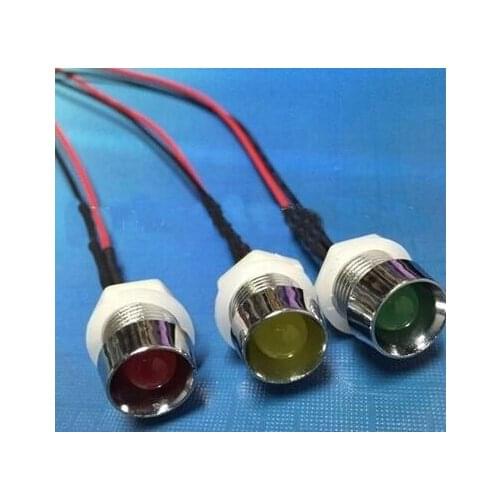 24V With Plastic LED Holder F8 8mm White Red Green Blue Yellow RGB LED Lamp Light With 20cm Wire x 100pcs
