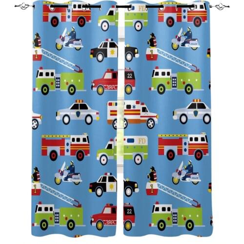 Cartoon Fire Truck Ambulance Police Car Blackout Curtains For Living Room Bedroom Printed Window Treatment Drapes Home Decor