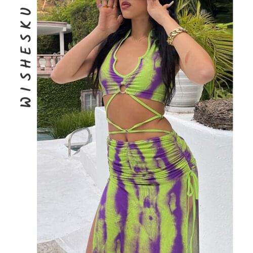 Sexy V Neck Bandage Long Dress Women Sleeveless Cut Out Drawstring Split Midi Dresses 2021 Summer Beach Vacation Party Robe