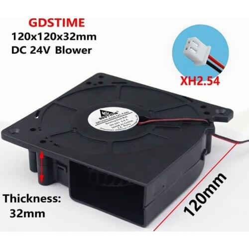 1pcs Gdstime Dual Ball Bearing 120x32mm 24V Big Airflow Turbo Brushless DC Blower Fan 120mm x 32mm 12032B Large Cooling Fan