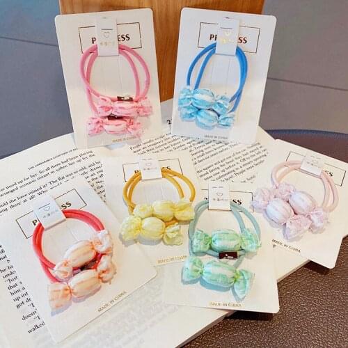 2PCS/Set New Girls Cute Colorful Candy Shape Scrunchie Kids Lovely Ponytail Holder Hair Tie Hair Bands Fashion Hair Accessori