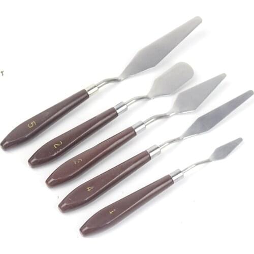 5PCS/Set Stainless Steel Paint Scraper Palette Painting Knife Watercolor Oil Acrylic Paint Spatula for Color Mixing Art Tool