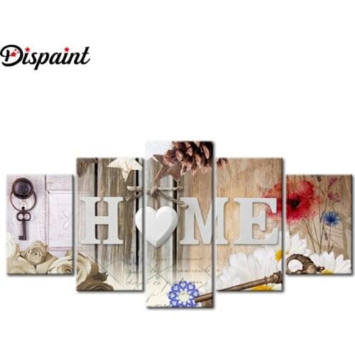 Dispaint 5pcs Full Square/Round Drill 5D DIY Diamond Painting "Home scenery" Multi-picture Combination Embroidery 5D Decor