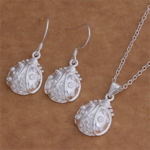 AS009 Hot Sale Silver Plated Color Jewelry Sets For Women Wholesale High Quality Classic Earring 044 + Necklace 028