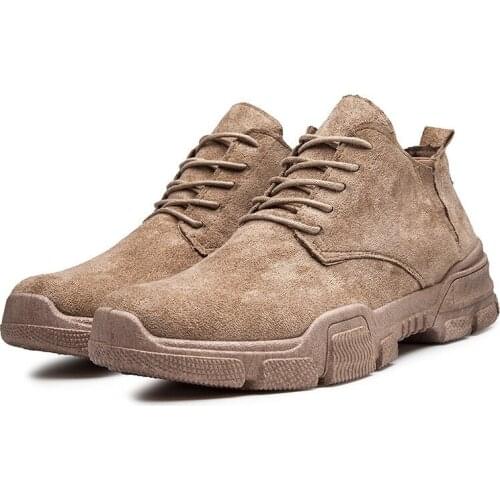 2021 Autumn Winter New Concise Style Mens Boots Comfortable Round Toe Lace-up Plush Thickening Shallow Desert Boots for Daily