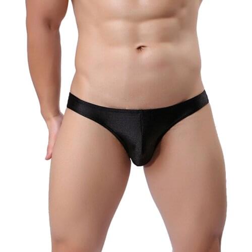 WOXUAN Brand Man Briefs Seamless Mens Bright Briefs Underwear Low-waist Panties Sexy Fashion Silky Underwear