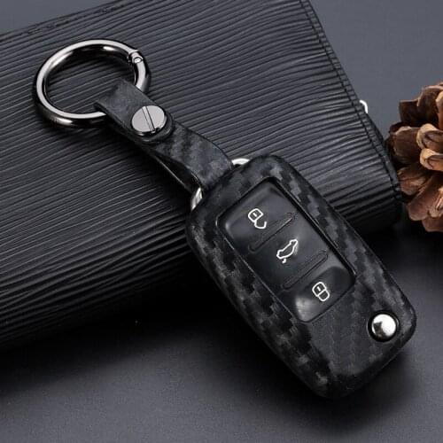 Carbon fiber car key cover for VW Bora Jetta POLO Golf 7 4 5 6 MK5 MK6 MK7 Passat b5 T-ROC Tiguan MK2 2016-2019 key case