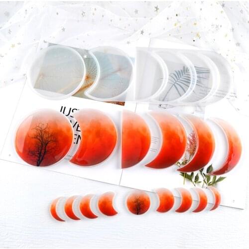 DIY Shiny Star moon eclipse resin mold silicone coaster keychain mold epoxy resin molds for jewelry craft