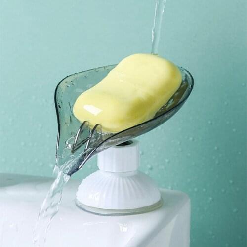 Leaf Shape Drain Soap Holder Soap Dish Large Suction Fixed Firmly Soap Box Bathroom Storage Rack Soap Case Bathroom Accessories