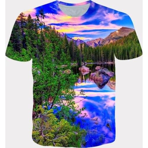 Summer custom mens T-shirt 3D digital printing mens round neck high-neck casual short-sleeved T-shirt customization to increas