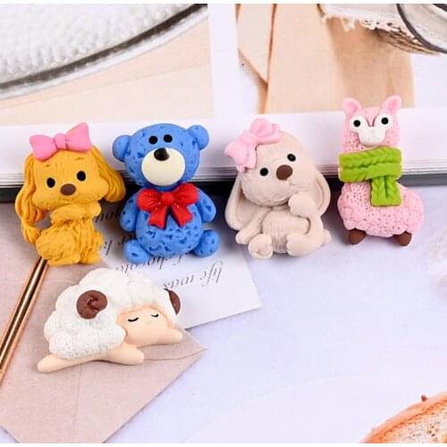 20pcs/lot Cartoon Bear animal Resin Decoration Crafts Flatback Cabochon Scrapbooking Fit Phone Embellishments DIY Accessories