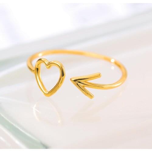 Arrow Aims To Heart Ring Wedding Jewelry Rose Gold Color Romantic Adjustable Knuckle Arrow Rings For Women Bridesmaid Gifts