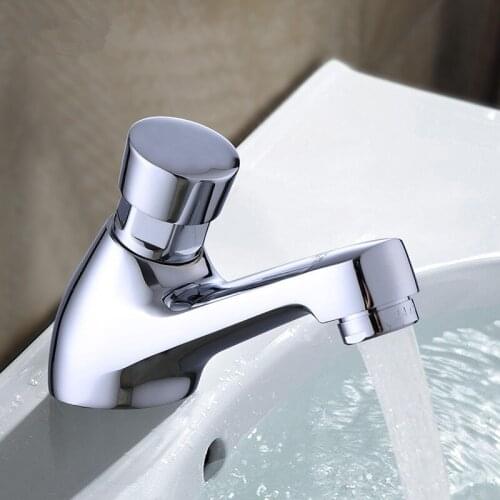 Brass Time Delay Several seconds Faucet Public Toilet Touch Press Auto Self Closing Water Saving Taps