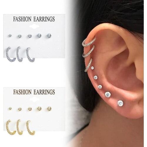 Set of Creative Retro Simple Metal Earrings Elegant Earrings Several Colors for You to Choose