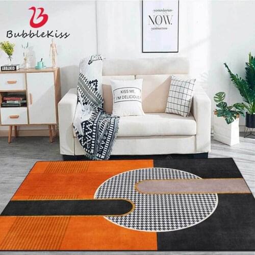 Bubble Kiss Orange Living Room Decor Carpets Thicken Simple Kids Bedside Floor Rugs Houndstooth Pattern Home Door Non Slip Mats