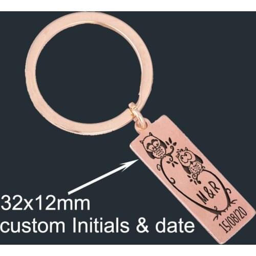 Personalized Custom Name Initials And Date Couple Anniversary Gifts Stainless Steel Trendy Accessories Exquisite Keychain