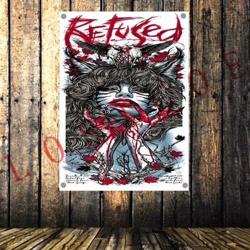 Heavy Metal Band Rock Music Poster High Quality Four-hole Flag Tattoos Cloth Banner Tapestry Bar Cafe Living Room Home Decor