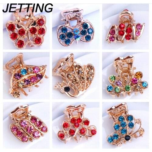 Grils Hairpins Crystal Flower Mini Barrettes Hair Claw Clamp Hair Clip Hair Accessories JETTINGBUY 1PC Elegant Fashion Women