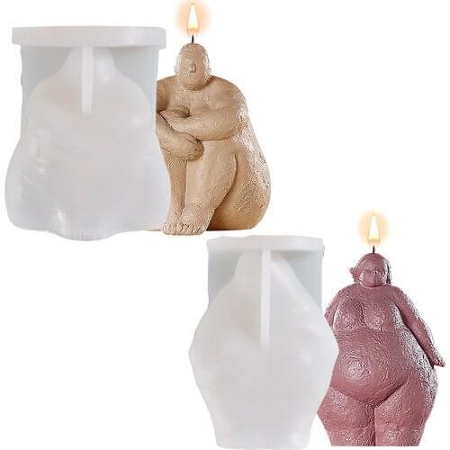 Nordic Abstract DIY Human Body Candle Silicone Mold Thick Body Standing Sitting Fat Woman Character Resin Mould