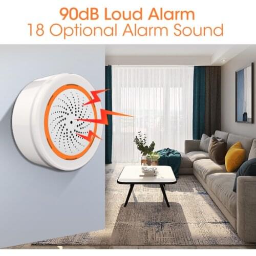 NEO Tuya Smart Zigbee Temperature Humidity Sensor Built-in Siren Alarm 3 In 1 90DB Sound Light Sensor Real-time Monitoring