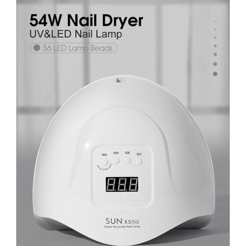 54W LED Nail Lamp For Manicure SUN 5X Plus UV Ice Lamp For Manicure Gel Nail Lamp Drying Lamp For Gel Varnish