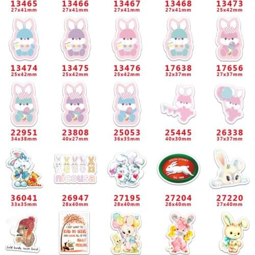 DIY Craft Supplies Sewing Accessories Cartoon Easter Bunny Printed Planar Resins Mold 30 Pieces. PR-13465