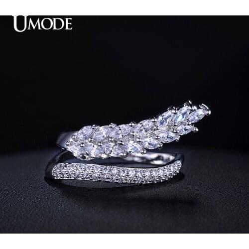 UMODE Original Design Selene Series Special Flowing Wheat With Marquise Cut CZ Irregular Band Finger Rings Brand Jewelry UR0159