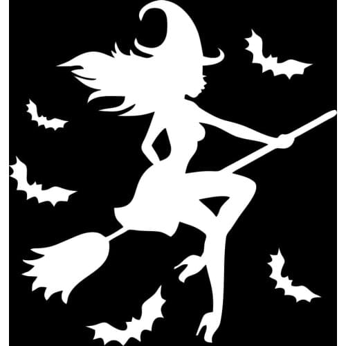 Witch Broom Riding Haba Car Bumper Car Window Bat Art Vinyl Accessories Decorative Laptop